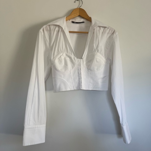 Zara long sleeve corset top in white Size: XS - Picture 2 of 4